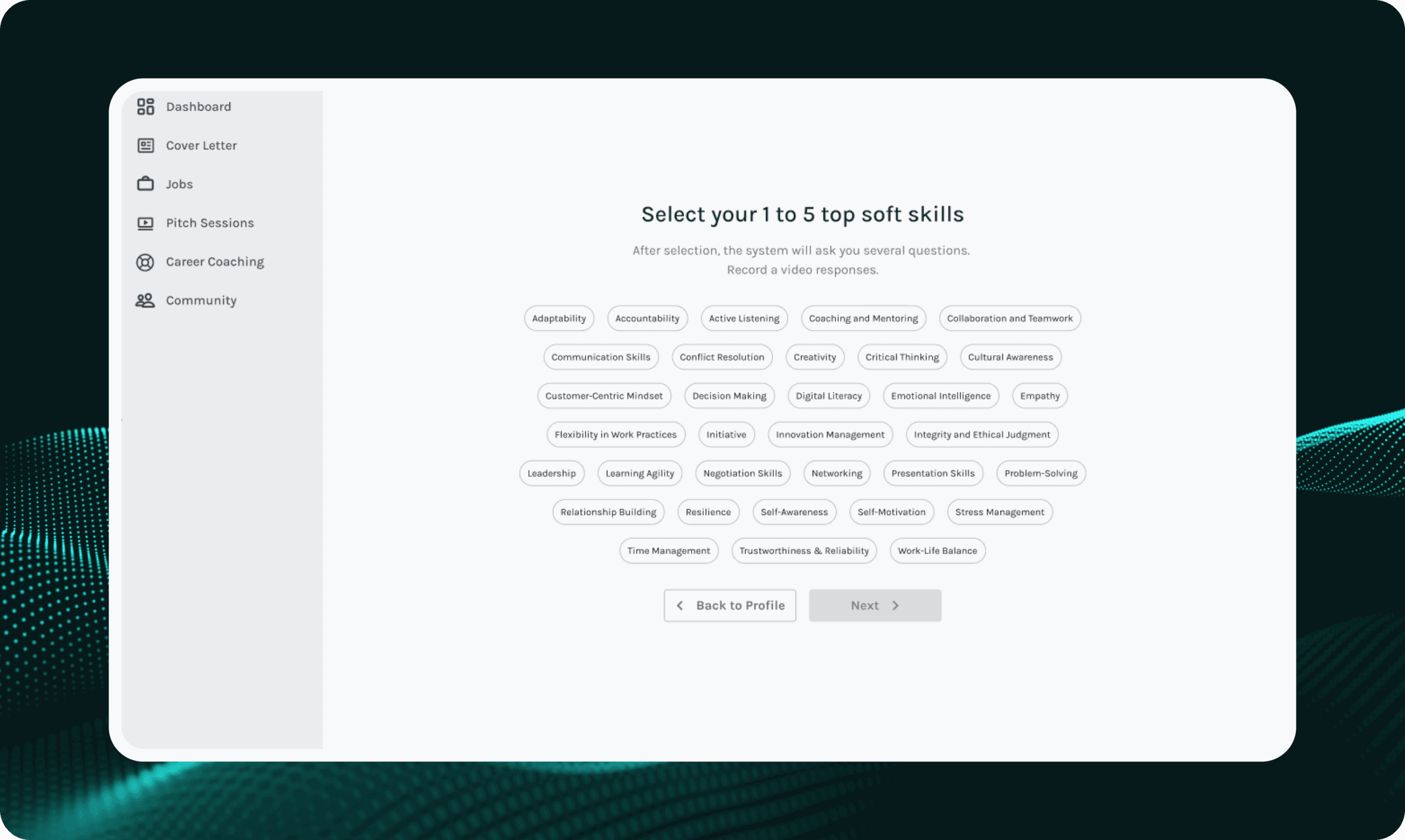 Soft Skills Selection Interface