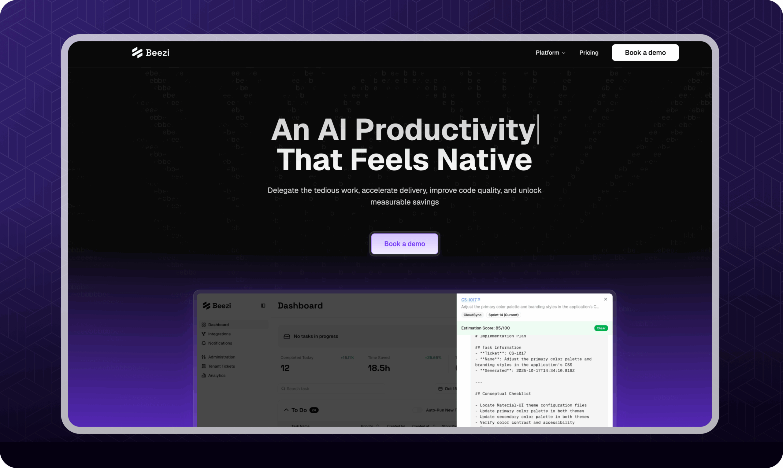 Beezi AI product interface