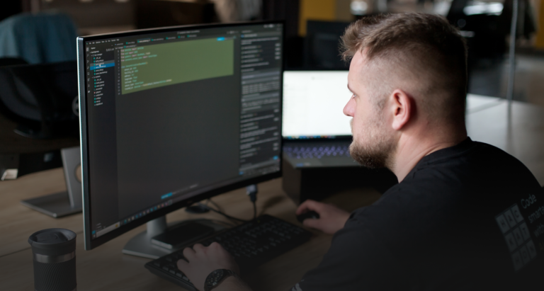 A person coding