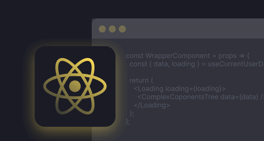 A glowing React logo overlaying a code snippet that uses conditional rendering in JSX, highlighting a common frontend performance issue.
